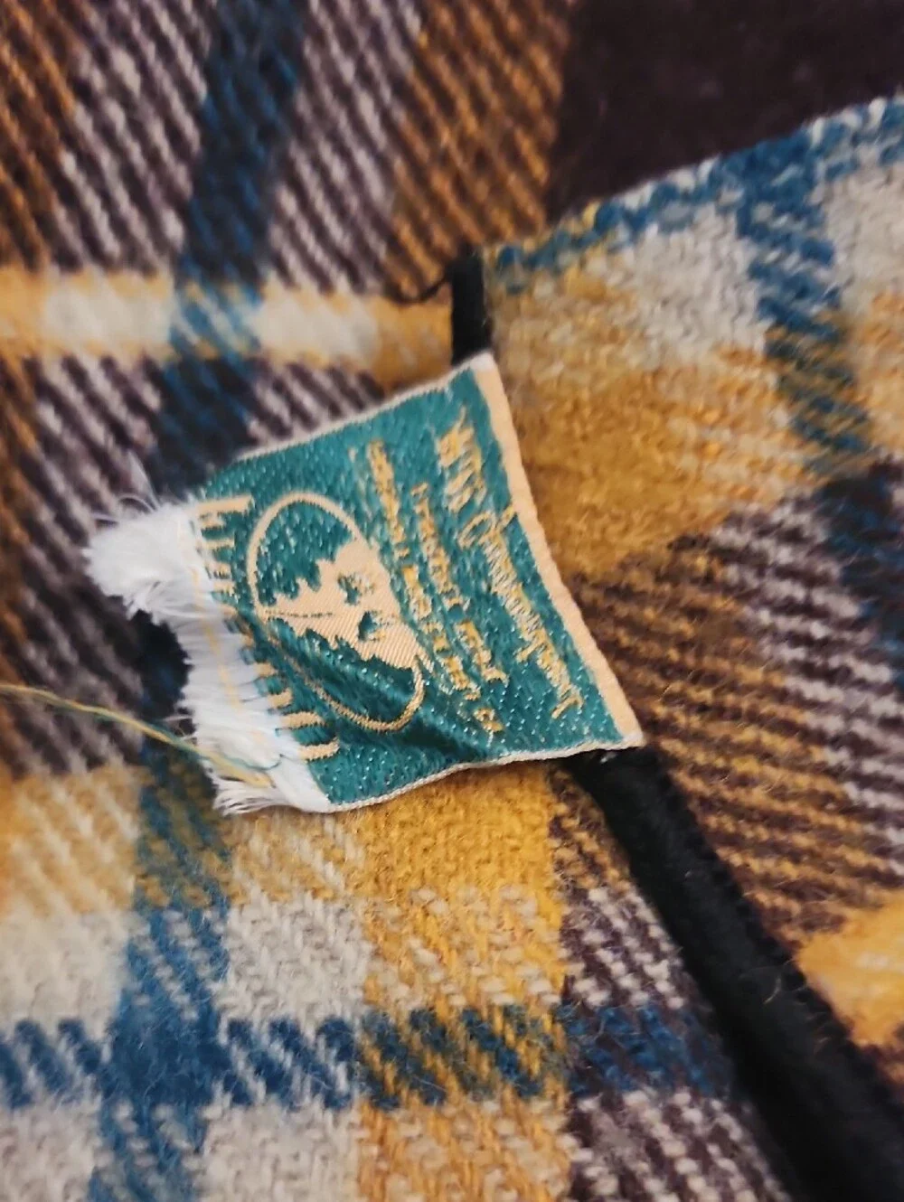 💥4th July Sale 💥Vintage Faribault Wool Mills Brown Yellow  Plaid Wool Blanket